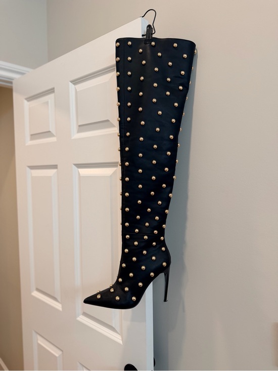Steve Madden Shoes - Steve Madden Black Over-the-Knee Gold Studded Stiletto Boots